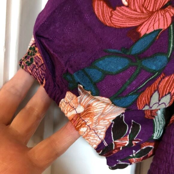 BOG - 🎉HPx2 🎉 BAND OF THE FREE - NWT Aimee Purple/Cream Floral Puff-Sleeve Mini - Picture 16 of 16